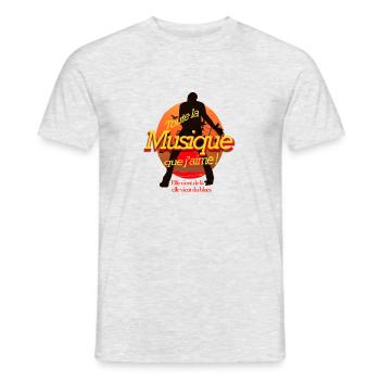 johnny toute la musique que j'aime - T-shirt homme - gris chiné - Devant - AI Model Male 178 dark (178cm)