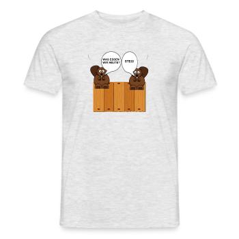 Lustiges Biber Wortspiel Steak Steg Holzbretter - Männer T-Shirt - Grau meliert - Vorne - AI Model Male 178 dark (178cm)