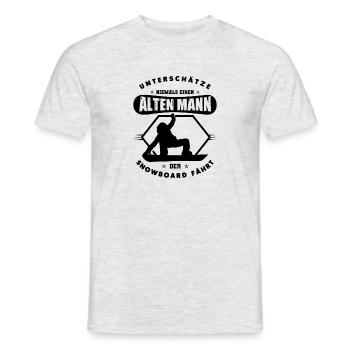 Unterschätze nie einen Alten Mann der Snowboard - Männer T-Shirt - Grau meliert - Vorne - AI Model Male 178 dark (178cm)