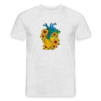 Herz für die Ukraine PEACE no war - Männer T-Shirt - Grau meliert - Vorne - AI Model Male 178 dark (178cm)