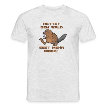 Rettet den Wald. Esst mehr Biber! - Männer T-Shirt - Grau meliert - Vorne - AI Model Male 178 dark (178cm)