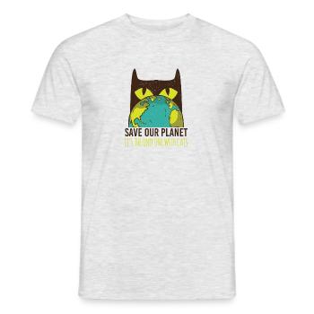 save the planet - Männer T-Shirt - Grau meliert - Vorne - AI Model Male 178 dark (178cm)