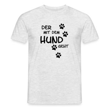 Der mit dem Hund geht - Männer T-Shirt - Grau meliert - Vorne - AI Model Male 178 dark (178cm)