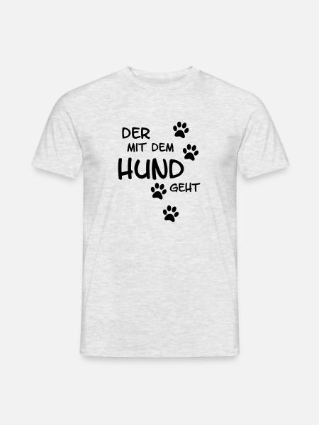 Der mit dem Hund geht - Männer T-Shirt - Grau meliert