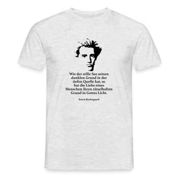 Kierkegaard: Wie der stille See seinen dunklen Gr - Männer T-Shirt - Grau meliert - Vorne - AI Model Male 178 dark (178cm)