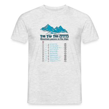 Top 10 Mountain passe in the Alps - Männer T-Shirt - Grau meliert - Vorne - AI Model Male 178 dark (178cm)