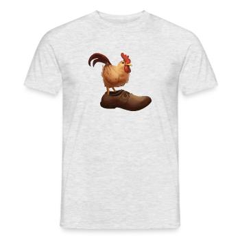 Hahn steht in einem Schuh - Männer T-Shirt - Grau meliert - Vorne - AI Model Male 178 dark (178cm)