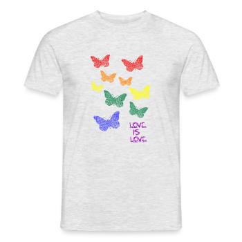 lgbtq, butterflies, love is love - Männer T-Shirt - Grau meliert - Vorne - AI Model Male 178 dark (178cm)