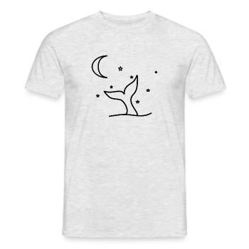 Baleine Dauphin Mer Océan Lune Bande dessinée Doux mer - T-shirt homme - gris chiné - Devant - AI Model Male 178 dark (178cm)