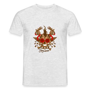 Skull with roses - Men's T-Shirt - heather grey - Front - AI Model Male 178 dark (178cm)
