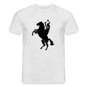 Indianer auf Pferd mit Tomerhawk - Männer T-Shirt - Grau meliert - Vorne - AI Model Male 178 dark (178cm)