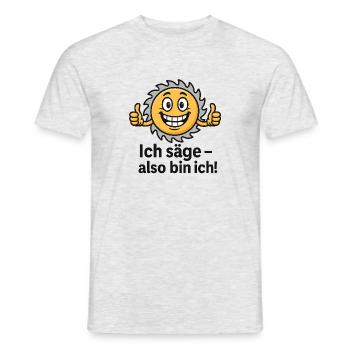 Ich säge also bin ich- Kreissäge Heimwerker - Männer T-Shirt - Grau meliert - Vorne - AI Model Male 178 dark (178cm)