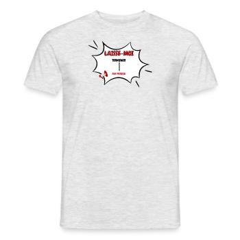 laisse-moi terminer ma phrase - T-shirt homme - gris chiné - Devant - AI Model Male 178 dark (178cm)