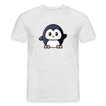 Mignon pingouin agitant - T-shirt homme - gris chiné - Devant - AI Model Male 178 dark (178cm)