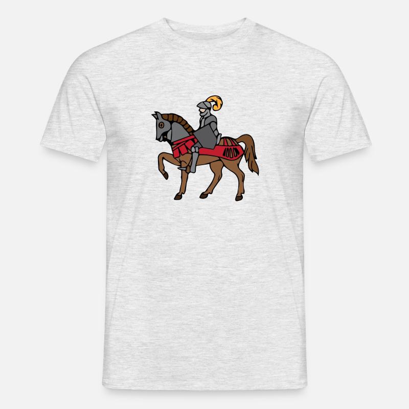 Ritter mit Pferd 3 622 - Männer T-Shirt - Grau meliert
