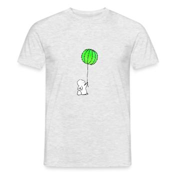 Cute Bunny And Ballon Cactus - Männer T-Shirt - Grau meliert - Vorne - AI Model Male 178 dark (178cm)