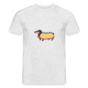 WENNIE DUSCHUND - Hot Dog - Chien - Chignon - T-shirt homme - gris chiné - Devant - AI Model Male 178 dark (178cm)