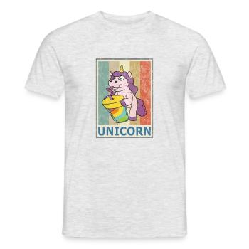 Einhorn Vintage Retro Style Grunge Einhörner - Männer T-Shirt - Grau meliert - Vorne - AI Model Male 178 dark (178cm)
