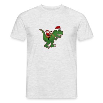 Sankt-Reiten Dinosaurier Trex Weihnachtslustige - Männer T-Shirt - Grau meliert - Vorne - AI Model Male 178 dark (178cm)