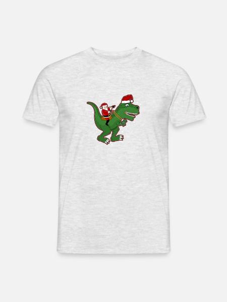 Sankt-Reiten Dinosaurier Trex Weihnachtslustige - Männer T-Shirt - Grau meliert