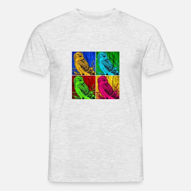 Eule - Männer T-Shirt - Grau meliert