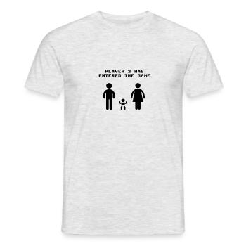 Gamer style pregnancy announcement tee. - Men's T-Shirt - heather grey - Front - AI Model Male 178 dark (178cm)