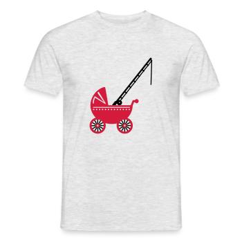 Kinderwagen mit Angelrute / pram with fishing rod - Men's T-Shirt - heather grey - Front - AI Model Male 178 dark (178cm)