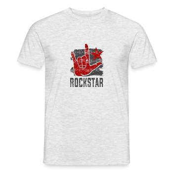 Rock Star Rock N Roll Hand Horn - Men's T-Shirt - heather grey - Front - AI Model Male 178 dark (178cm)