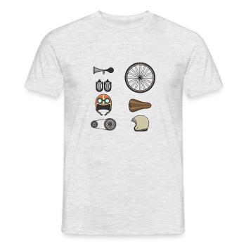 Pièces de vélo - Cyclistes - T-shirt homme - gris chiné - Devant - AI Model Male 178 dark (178cm)