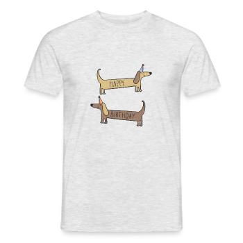 Dogs Happy Birthday T-Shirt - Männer T-Shirt - Grau meliert - Vorne - AI Model Male 178 dark (178cm)