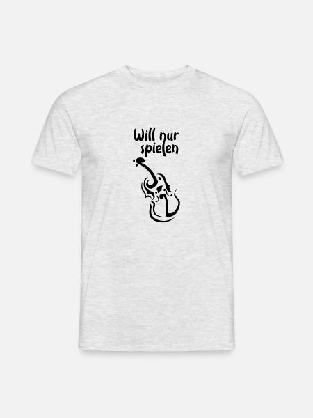 will nur Geige spielen - Männer T-Shirt - Grau meliert