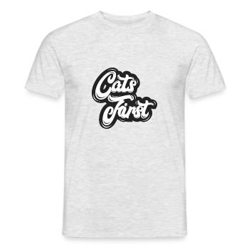 Cats First Cats First Black And White - Men's T-Shirt - heather grey - Front - AI Model Male 178 dark (178cm)