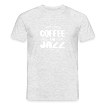 Jazz & Coffee - Männer T-Shirt - Grau meliert - Vorne - AI Model Male 178 dark (178cm)