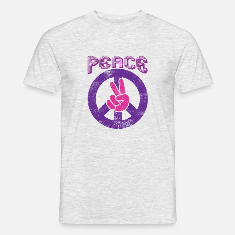 Frieden Peace Friedenszeichen Handzeichen - Männer T-Shirt - Grau meliert
