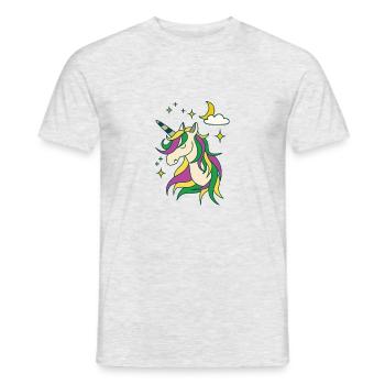 Einhorn mit Mond und Sternen - Männer T-Shirt - Grau meliert - Vorne - AI Model Male 178 dark (178cm)