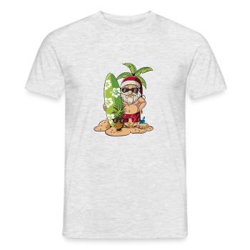 Santa Claus cartoon Christmas on the beach - Men's T-Shirt - heather grey - Front - AI Model Male 178 dark (178cm)