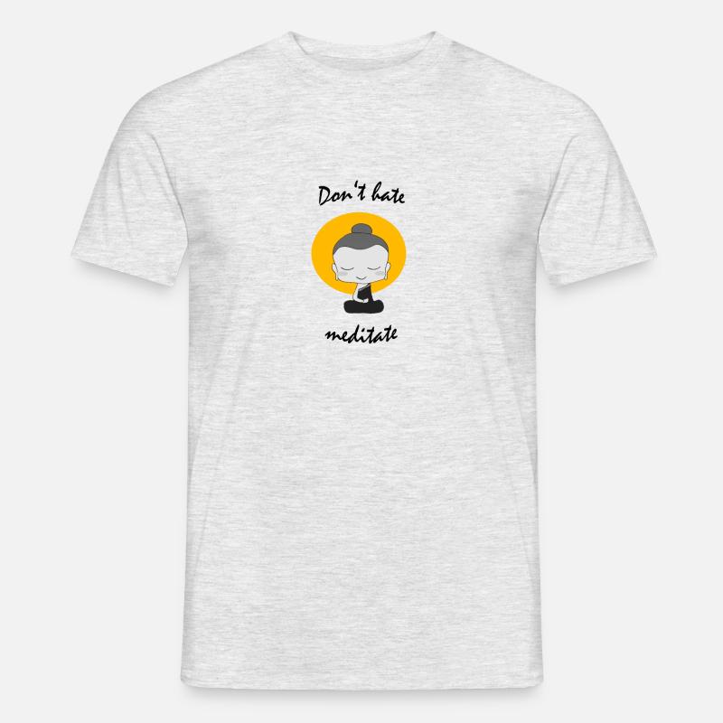 Don't hate mediate Buddhismus - Männer T-Shirt - Grau meliert