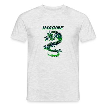 Imagine Fantasy Dragon Tattoo Style Design - Men's T-Shirt - heather grey - Front - AI Model Male 178 dark (178cm)