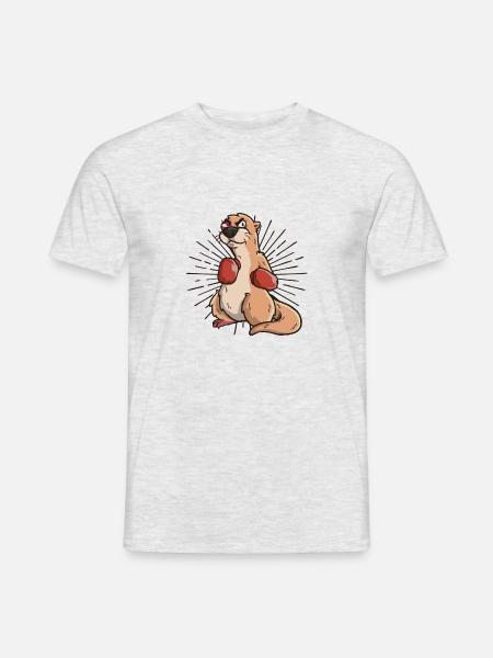 Cooles Otter T Shirt Boxer Boxhandschuhe Comic Kid - Männer T-Shirt - Grau meliert