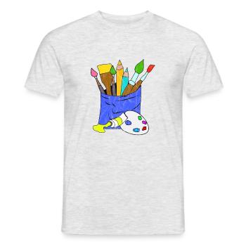 Un professeur d'art peint des peintures acryliques des peintres Kuntstschule - T-shirt homme - gris chiné - Devant - AI Model Male 178 dark (178cm)