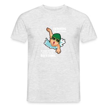 Paroles de natation drôle nageur rampant l'eau - T-shirt homme - gris chiné - Devant - AI Model Male 178 dark (178cm)