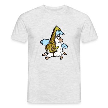Giraffe ride Lama Alpaca Giraffe rides Lama - Men's T-Shirt - heather grey - Front - AI Model Male 178 dark (178cm)