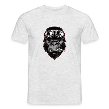 Biker Gorille moto dos argent singe cadeau - T-shirt homme - gris chiné - Devant - AI Model Male 178 dark (178cm)