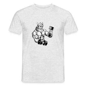 Wikinger Viking Bodybuilder Training Gym - Men's T-Shirt - heather grey - Front - AI Model Male 178 dark (178cm)
