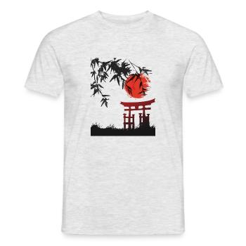 miyajima sunset japanese nature - Men's T-Shirt - heather grey - Front - AI Model Male 178 dark (178cm)