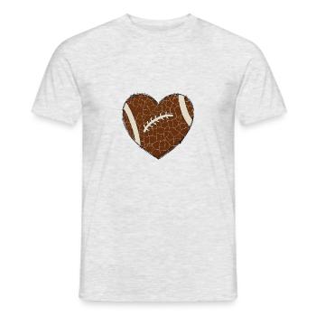Cool football heart in distressed cracked design - Men's T-Shirt - heather grey - Front - AI Model Male 178 dark (178cm)