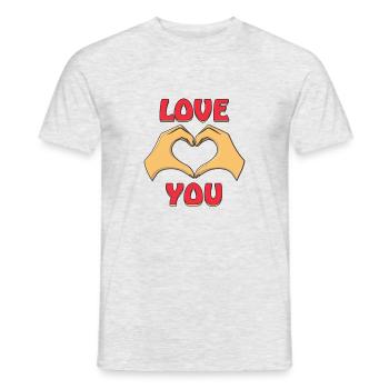 Haende Herz 3d LOVE YOU - Männer T-Shirt - Grau meliert - Vorne - AI Model Male 178 dark (178cm)