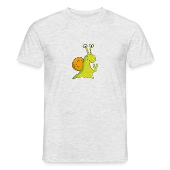 Lustige Schnecke mit Statement: Peace, Frieden - Männer T-Shirt - Grau meliert - Vorne - AI Model Male 178 dark (178cm)