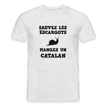Sauvez les escargots mangez un catalan humour - T-shirt homme - gris chiné - Devant - AI Model Male 178 dark (178cm)
