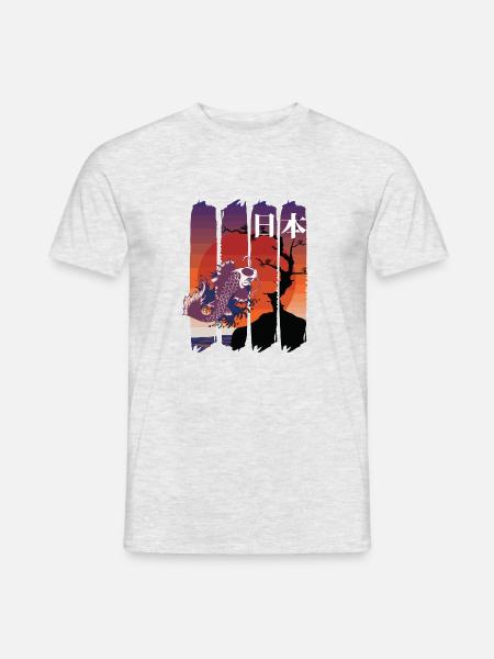 japanese koi art and kanji red sun - Men's T-Shirt - heather grey